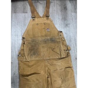 Ben Davis Brown Canvas Carpenter Bib Overalls Size 38 Tan
